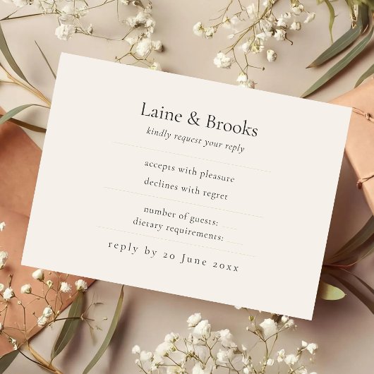 Minimal RSVP Card Elegant Simple Wedding Kaartje
