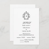 Minimal RSVP card Monogram With 2 Entree Choice Informatiekaartje (Voorkant / Achterkant)