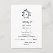 Minimal RSVP card Monogram With 2 Entree Choice Informatiekaartje (Voorkant)