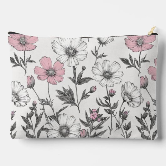 Minimal Rustic Cosmos Schets: Elegant bloemenontwe Etui (Achterkant)