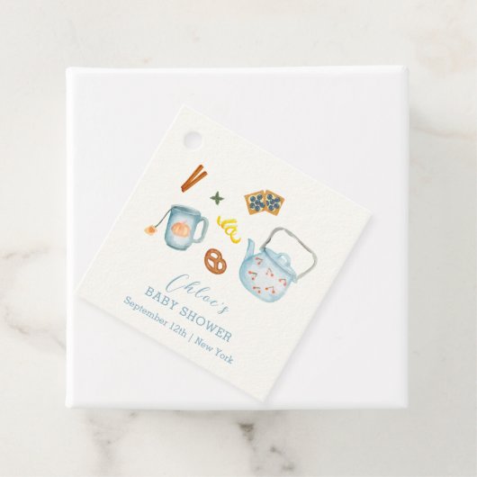 Minimal Rustic Par-Tea Cookie Baby shower Bedankjes Labels (In situ)