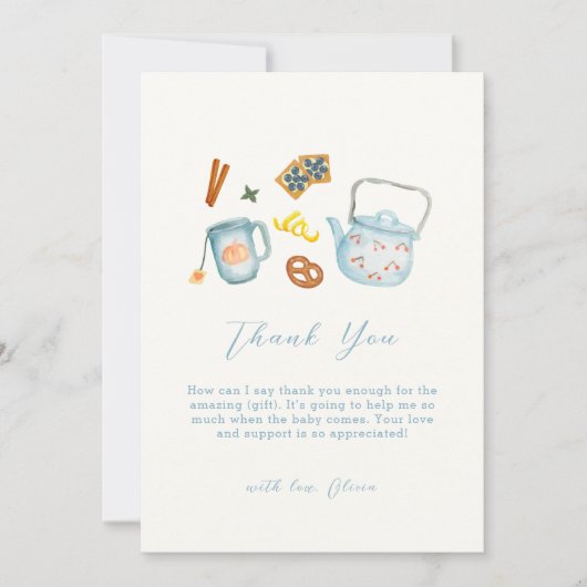 Minimal Rustic Par-Tea Cookie Baby shower Bedankkaart (Voorkant)