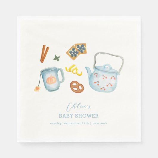 Minimal Rustic Par-Tea Cookie Baby shower Servet (Voorkant)