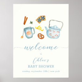 Minimal Rustic Par-Tea Cookie Baby shower Welkom Poster