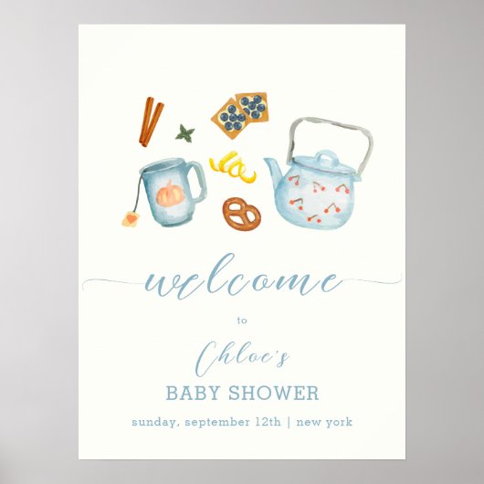 Minimal Rustic Par-Tea Cookie Baby shower Welkom Poster (Voorkant)