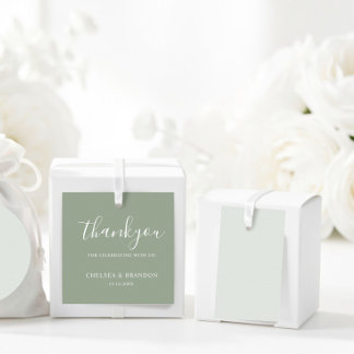Minimal Rustic Sage Green Thank You Script Wedding Bedankjes Labels