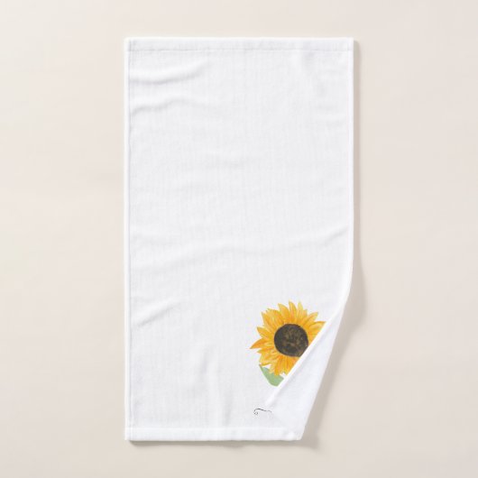 Minimal Rustic Sunflower Personalized Name Script Bad Handdoek (Handdoek)