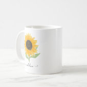 Minimal Rustic Sunflower Personalized Name Script Koffiemok (Voorkant links)