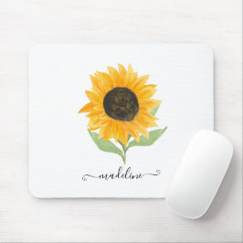 Minimal Rustic Sunflower Personalized Name Script Muismat