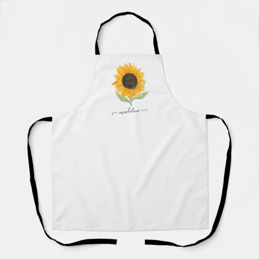 Minimal Rustic Sunflower Personalized Name Script Schort (Voorkant)