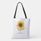 Minimal Rustic Sunflower Personalized Name Script Tote Bag (Achterkant)