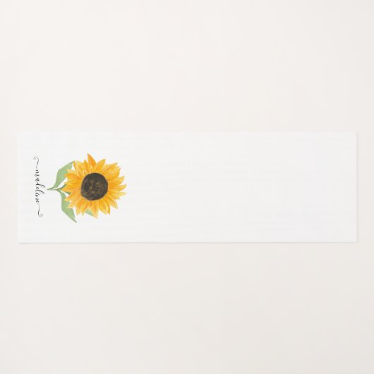 Minimal Rustic Sunflower Personalized Name Script Yogamat (Achterkant (horizontaal))
