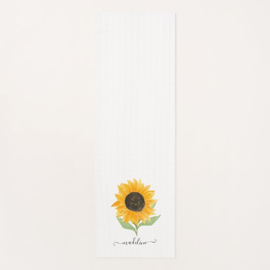 Minimal Rustic Sunflower Personalized Name Script Yogamat (Voorkant)