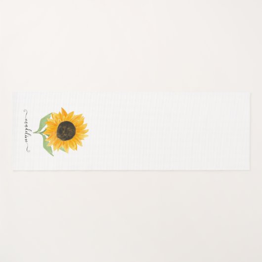 Minimal Rustic Sunflower Personalized Name Script Yogamat (Voorkant (horizontaal))