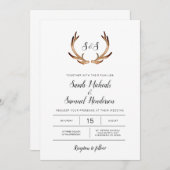 Minimal Rustiek Antler Waterverf Bruiloft Kaart (Voorkant / Achterkant)