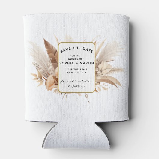 Minimal Rustiek Elegant Boho Floral bruiloft Vinta Blikjeskoeler (Achterkant)