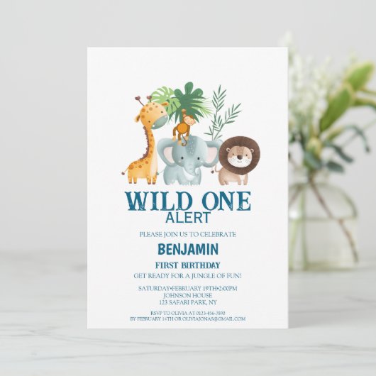 Minimal Safari Wild One Birthday Kaart (Staand voorkant)