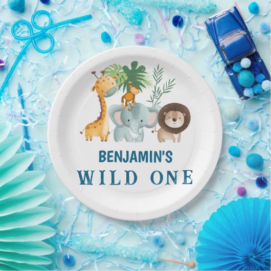 Minimal Safari Wild One birthday party Papieren Bordje (Feest)