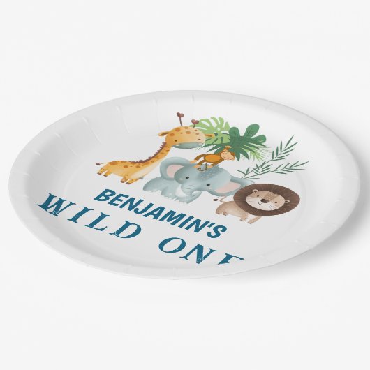 Minimal Safari Wild One birthday party Papieren Bordje (Gekanteld)