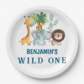 Minimal Safari Wild One birthday party Papieren Bordje (Voorkant)