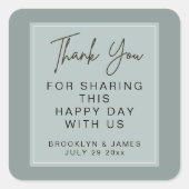 Minimal Sage Bruiloft Dank u Stickers (Voorkant)