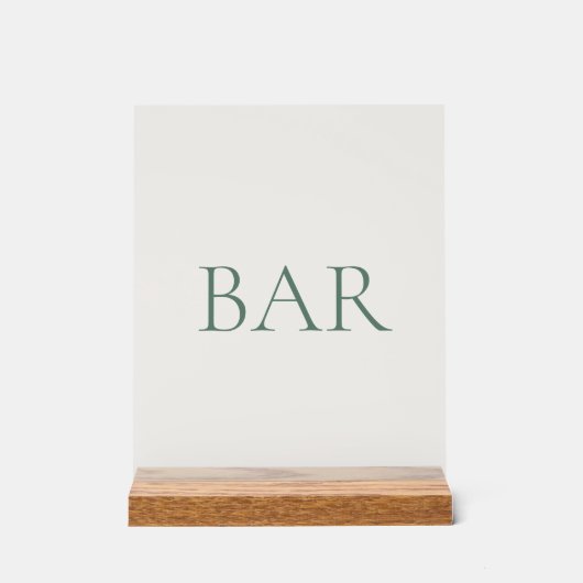 Minimal Sage Green Bar Acryl Bord (Voorkant)