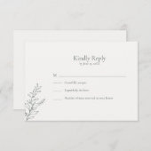 Minimal Sage Green Botanical RSVP Card (Voorkant / Achterkant)