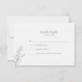 Minimal Sage Green Botanical RSVP Card Kaartje