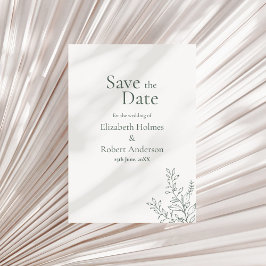Minimal Sage Green Botanical Save the Date Kaart
