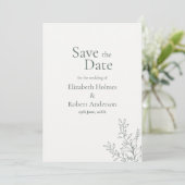 Minimal Sage Green Botanical Save the Date Kaart (Staand voorkant)