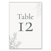 Minimal Sage Green Botanical Table Number Kaart (Voorkant)