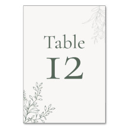 Minimal Sage Green Botanical Table Number Kaart