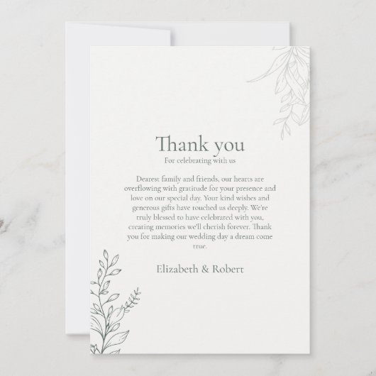 Minimal Sage Green Botanical Thank You Card Bedankkaart (Voorkant)