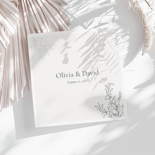 Minimal Sage Green Botanical Wedding Napkin Servet