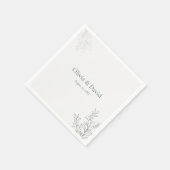 Minimal Sage Green Botanical Wedding Napkin Servet (Hoek)
