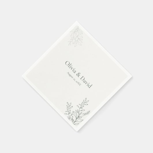 Minimal Sage Green Botanical Wedding Napkin Servet (Hoek)