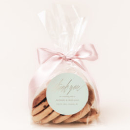 Minimal Sage Green & Faux Gold Wedding Favoriet Ronde Sticker