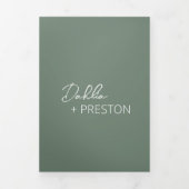 Minimal Sage Green Foto Moderne bruiloft Drieluik Uitnodiging (Cover)