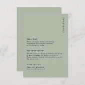 Minimal Sage Green Modern Simple Wedding Details Informatiekaartje (Voorkant / Achterkant)