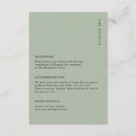 Minimal Sage Green Modern Simple Wedding Details Informatiekaartje