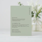 Minimal Sage Green Modern Simple Wedding Details Informatiekaartje (Staand voorkant)
