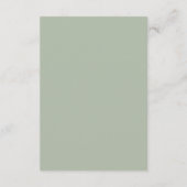 Minimal Sage Green Modern Simple Wedding Details Informatiekaartje (Achterkant)