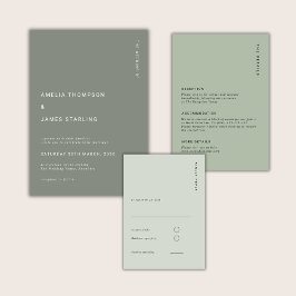 Minimal Sage Green Modern Simple Wedding Kaart