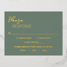 Minimal Sage Green Modern Wedding Folie RSVP-kaart Uitnodiging Briefkaart