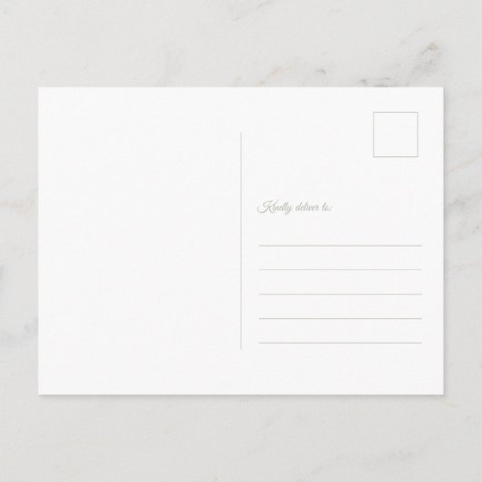 Minimal Sage Green Photo Wedding Sla de datum op Uitnodiging Briefkaart (Achterkant)