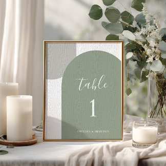 Minimal Sage Green Rustic Boho Arch Table Number Kaart