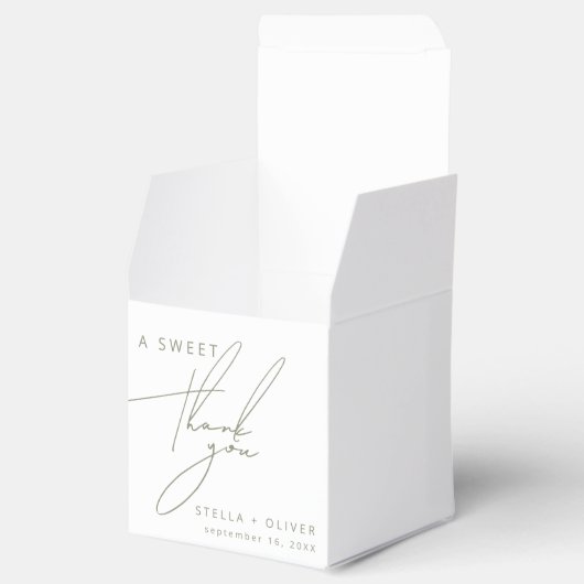 Minimal Sage Green Sweet Dank u bruiloft Bedankdoosjes (Geopend)