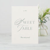 Minimal Sage Green Sweet Table Sign Kaart (Staand voorkant)
