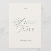 Minimal Sage Green Sweet Table Sign Kaart (Voorkant)