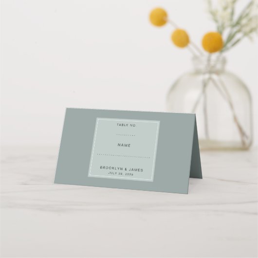 Minimal Sage Green Table Number Plaatskaartje (Voorkant)